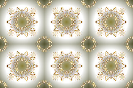 Golden element on neutral and gray colors. Gold Wallpaper on texture background.Damask pattern...