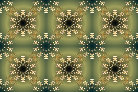 Golden pattern on green and brown colors with golden elements. Damask classic white and golden...