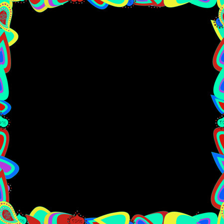 Seamless. Illustration in red, black and green colors. Vector illustration. Decorative vintage frames and borders. Border design is pattern in doodles art style. Decoration pattern style.のイラスト素材