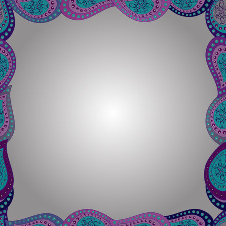 Picture in white, blue and violet colors. Doodles elements hand drawn frames. Vector. Seamless pattern.のイラスト素材