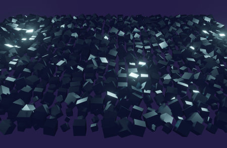 magic super cute abstract and nice picture. Dark space. Cube. Blue.の写真素材