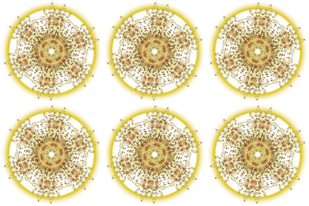 Isolated cute snowflakes on colorful background. Golden colors with snowflakes. Raster illustration.