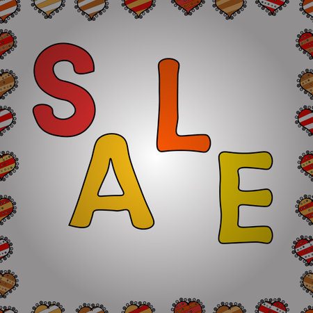 Sale banner template with cute elements in colorful background. Summer background. Card for shopping. Promotion offer with nice elements decoration in yellow, white colors. Vector. Seamless pattern.のイラスト素材