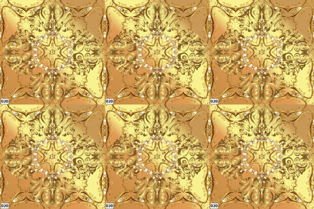 Vintage style design collection for Posters, Invitations, Banners. Sketch. Retro baroque decorations element with flourishes calligraphic ornament. Raster. Illustration in beige, yellow, orange colorsの写真素材