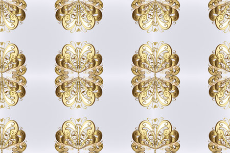 Neutral, gray and beige colors with golden elements. golden floral ornament brocade textile and...