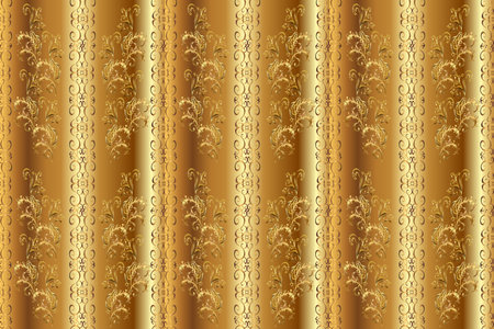 Abstract wallpaper, wrapping decoration. Golden snowflake simple seamless pattern. Golden pattern on...