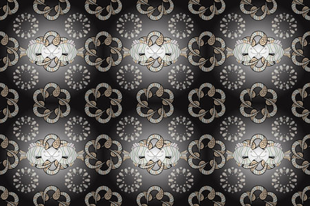 Seamless Floral Pattern in Raster illustration. Flowers on neutral, gray and beige colors.