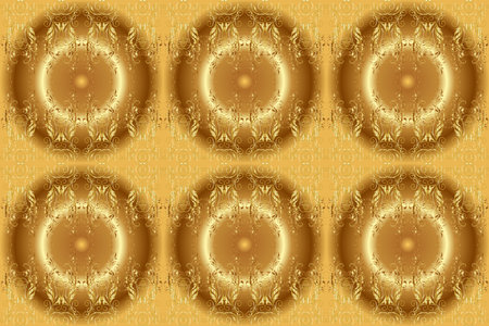 Stylish graphic pattern. Floral pattern. Wallpaper baroque, damask. Raster background. Golden...
