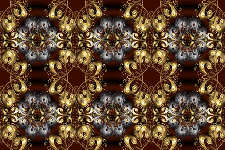 Luxury, royal and Victorian concept. Golden pattern on gray, beige and brown colors with golden...