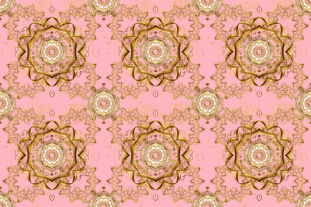 Vintage design element in Eastern style. Golden ornate illustration for wallpaper. Ornamental lace...