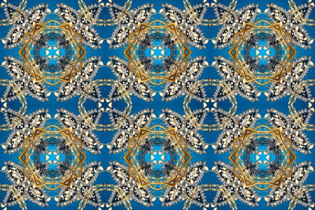 Seamless abstract background with repeating elements. Elegant raster classic pattern. Blue, gray and...