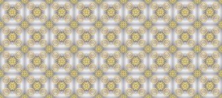 Seamless vintage pattern on gray and brown colors with golden elements.
