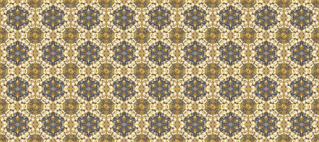 Seamless vintage pattern on gray, green and brown colors with golden elements.