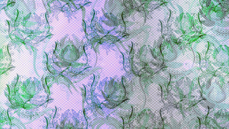 Seamless pattern with neutral, blue and gray flowers, watercolor floral pattern, cute flower,...