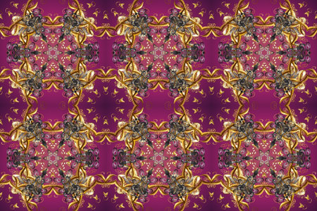 Raster vintage baroque floral seamless pattern in gold. Luxury, royal and Victorian concept. Ornate...