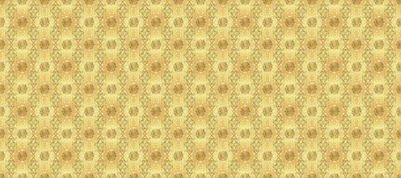 Vintage seamless pattern on a yellow, beige and neutral colors with golden elements. illustration.