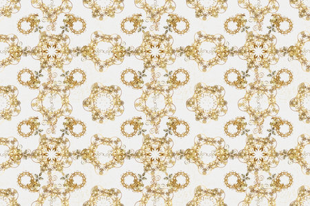 Raster illustration. Luxury Geometric Pattern. In vintage style. Cute Look. Illustration in neutral,...