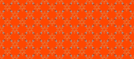 Raster illustration. A pattern of orange, beige and brown daisies on a orange, beige and brown...