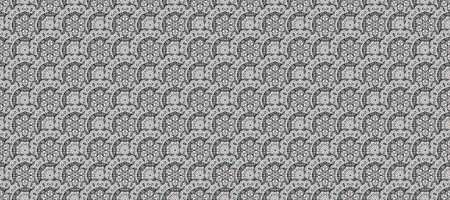 Seamless Floral Pattern in Raster illustration. Color Spring Theme seamless pattern Background. Flat Flower Elements Design. Flowers on gray, white and black colors.の写真素材