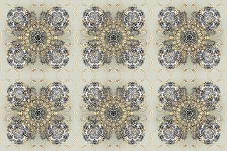 Abstract wallpaper, wrapping decoration. Raster golden pattern on gray, neutral, beige colors....