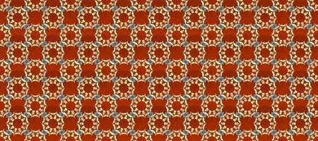 In nice textile style on brown, beige and orange colors. Floral seamless pattern with watercolor...