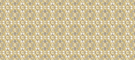 Golden ornate illustration for wallpaper. Raster seamless pattern with floral ornament. Ornamental...