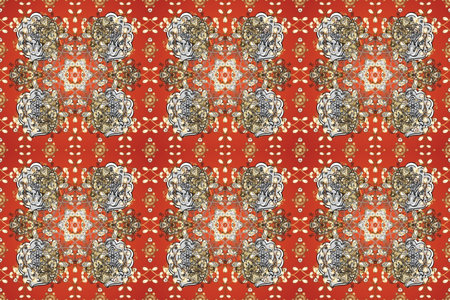 Seamless oriental ornament in the style of baroque. Traditional classic golden raster pattern on...