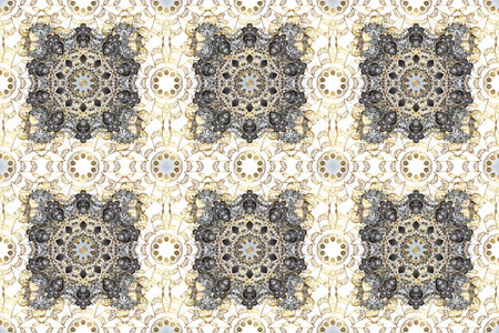 Raster abstract background with golden repeating elements on a gray, neutral and beige colors....