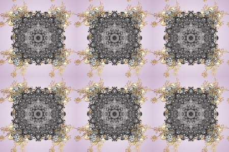 Seamless golden textured curls. Seamless pattern on gray, neutral and beige colors. Golden elements...