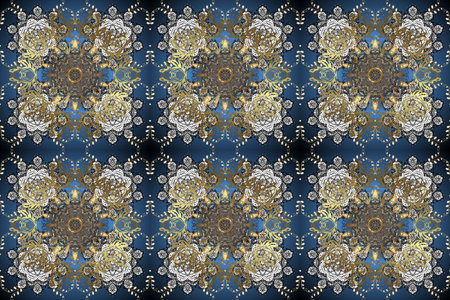 Seamless classic raster golden pattern. Traditional oriental ornament. Raster illustration. Seamless...