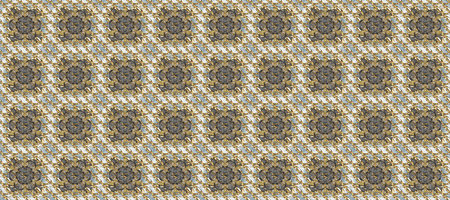 Pattern on gray, brown and beige colors. Raster golden mehndi seamless pattern. Ornamental floral...