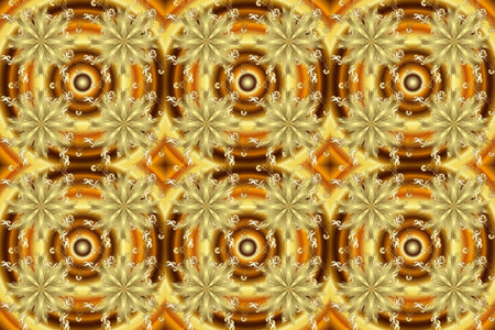 Pattern on brown, yellow and neutral colors. Raster golden mehndi seamless pattern. Ornamental...