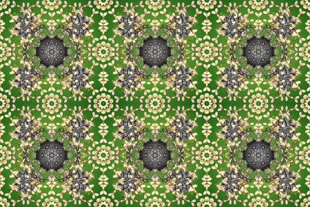 Seamless royal luxury golden baroque damask vintage. Raster seamless pattern with gold antique...
