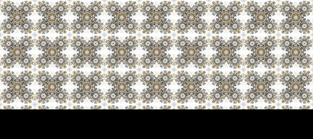 Classic raster golden seamless pattern. Floral ornament brocade textile pattern, glass, metal with floral pattern on gray, neutral and white colors with golden elements.の写真素材