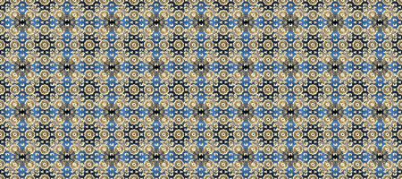 Gold Wallpaper on texture background. Gold floral ornament in baroque style. Damask seamless repeating background. Golden element on beige, blue and neutral colors.の写真素材