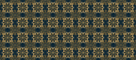 Vintage design element in Eastern style. Traditional arabic decor on blue, brown colors. Ornamental...