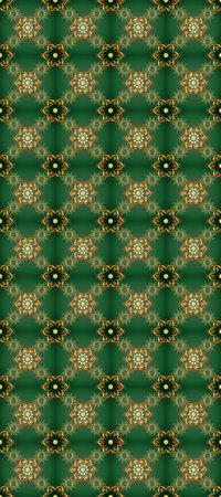 Seamless classic raster green and brown and golden pattern. Traditional oriental ornament. Classic...