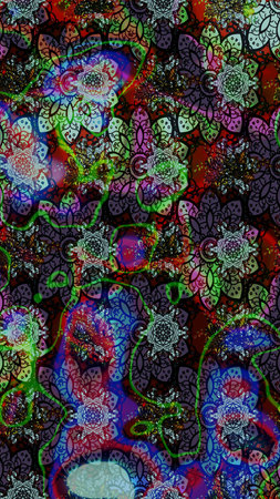 Flat Flower Elements Design. Sketch raster background with flowers. Children style. Color Spring...