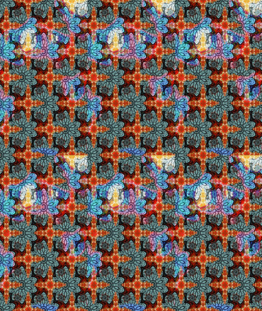Raster illustration. Sketch flowers pattern. Flat Flower Elements Design. In Asian textile style. Color Spring Theme sketch pattern Background. Beautiful fabric pattern.の写真素材