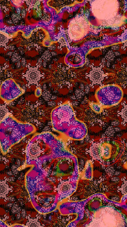 Hand drawn Raster illustration. Of bright elements. Sketch flower pattern can be used for wallpaper,...