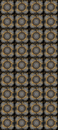 Seamless pattern oriental ornament. Floral tiles. Islamic design. Raster golden textile print....