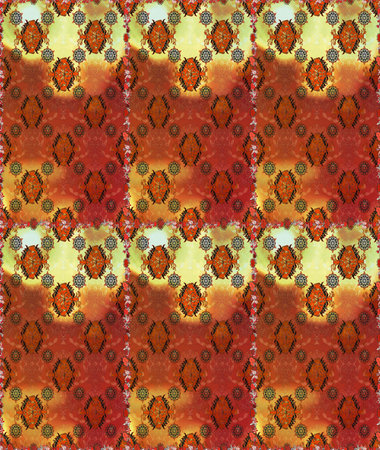 Gentle, spring floral on brown and orange colors. Raster floral pattern in doodle style with flowers...