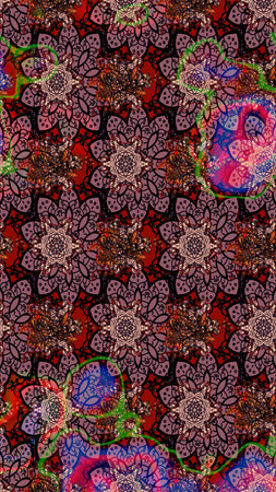 Flowers on brown colors. Raster illustration. Cute Floral pattern in the small flower.