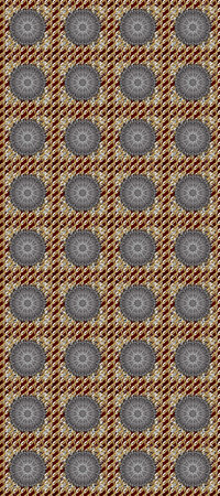 Seamless vintage pattern on gray, brown and beige colors with golden elements.