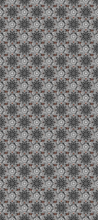 Raster illustration. Seamless floral pattern with doodles flowers on white, gray and black colors.