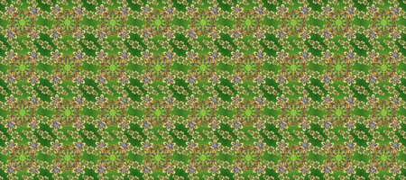 Seamless golden pattern. Raster oriental ornament. Golden pattern on green, beige and neutral colors with golden elements.の写真素材