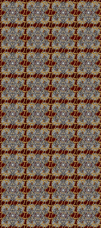 Decorative symmetry arabesque. Raster illustration. Gold on gray, brown and beige colors. Seamless...