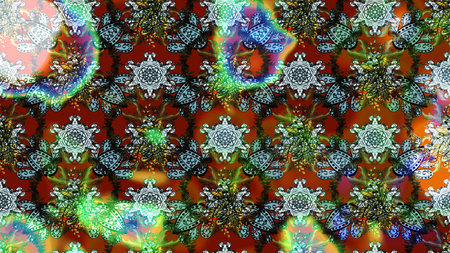 Organic elements. Botanical sketch pattern. Raster pattern. Watercolor effect.