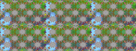 Raster illustration. Raster pattern. Gentle, summer floral on green and gray colors. Cute Floral...