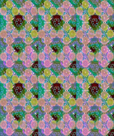 Cute flower raster pattern. Flat Flower Elements Design. Color Spring Theme sketch pattern Background. Flowers on green colors.の写真素材